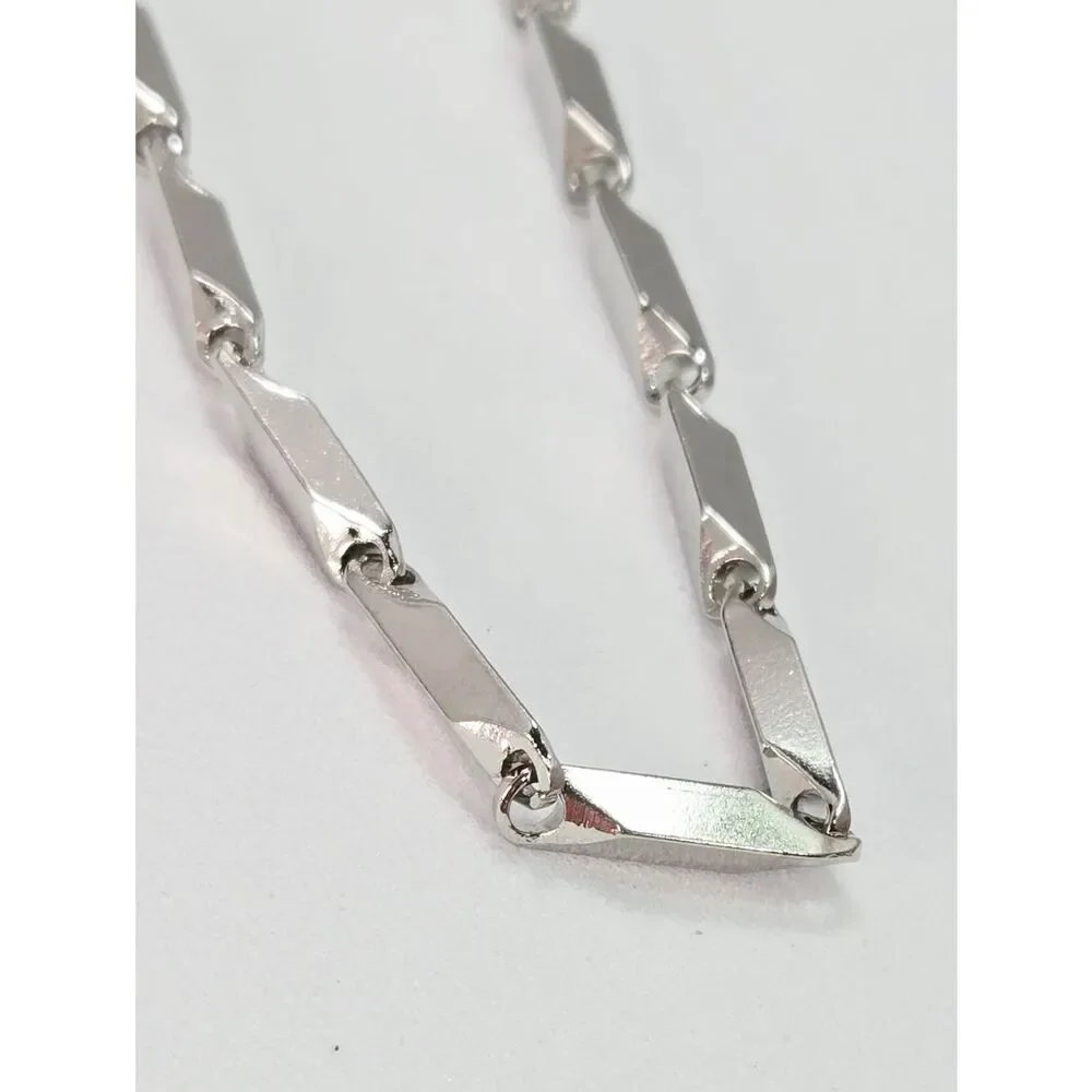 Rhombus Bar Link Chain Bracelet 3mm Silver Titanium Steel 8